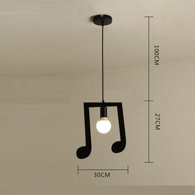 AC85-265V Music Symbol Pendant Lights E27 Creative Black Led Pendant Lamp for Bar bedroom bookroom Pendant Lighting Without Bulb
