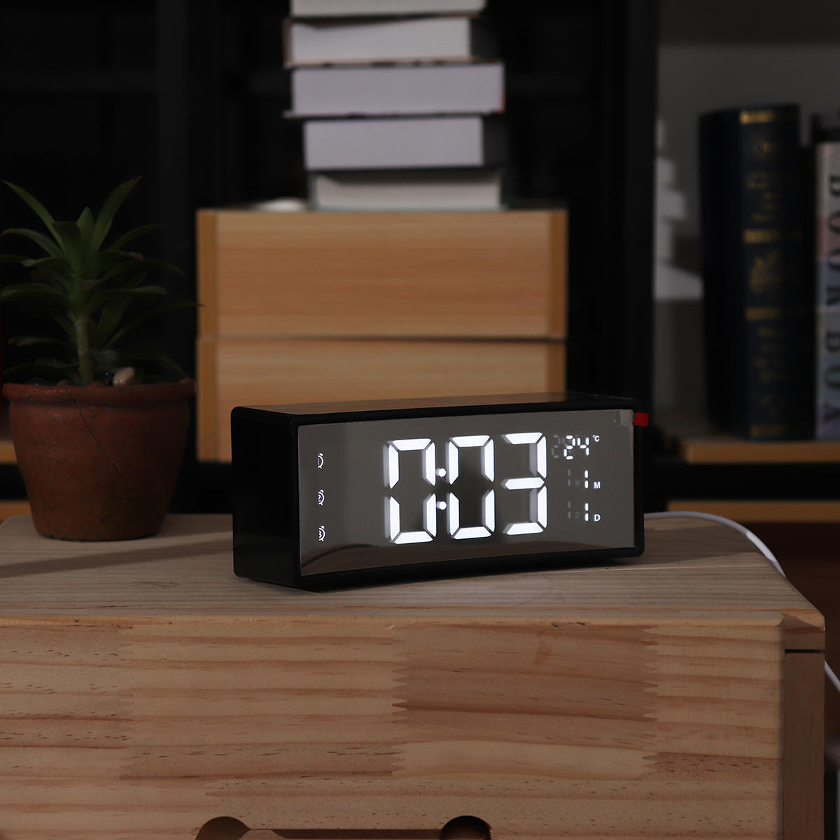 LED Alarm Clock Digital Snooze Touch Control Table Clock Day Time Temperature Display Home Decoration