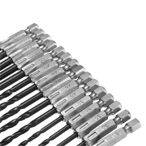 15pcs 3-5mm HSS Twist Drill Bit Set 1/4 Inch Hex Shank High Speed Steel Drill Bits