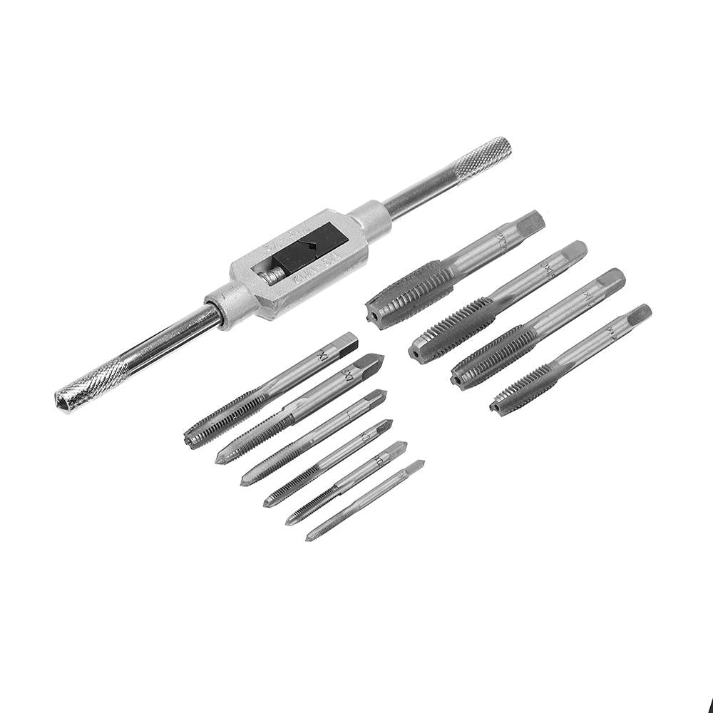 M3-M12 Adjustable Tap Spanner with 10pcs Mini Screw Hand Tap Set