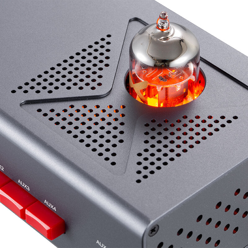 12AU7 Tube Pre-amplifier with 4 AUX Audio Inputs 10HZ~40KHZ 100DB Aluminum Alloy Shell Amplifier