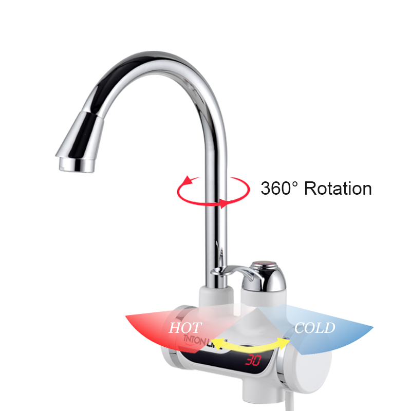 Instant Tankless Electric Water Heater Kitchen Heating Tap Faucet with LED