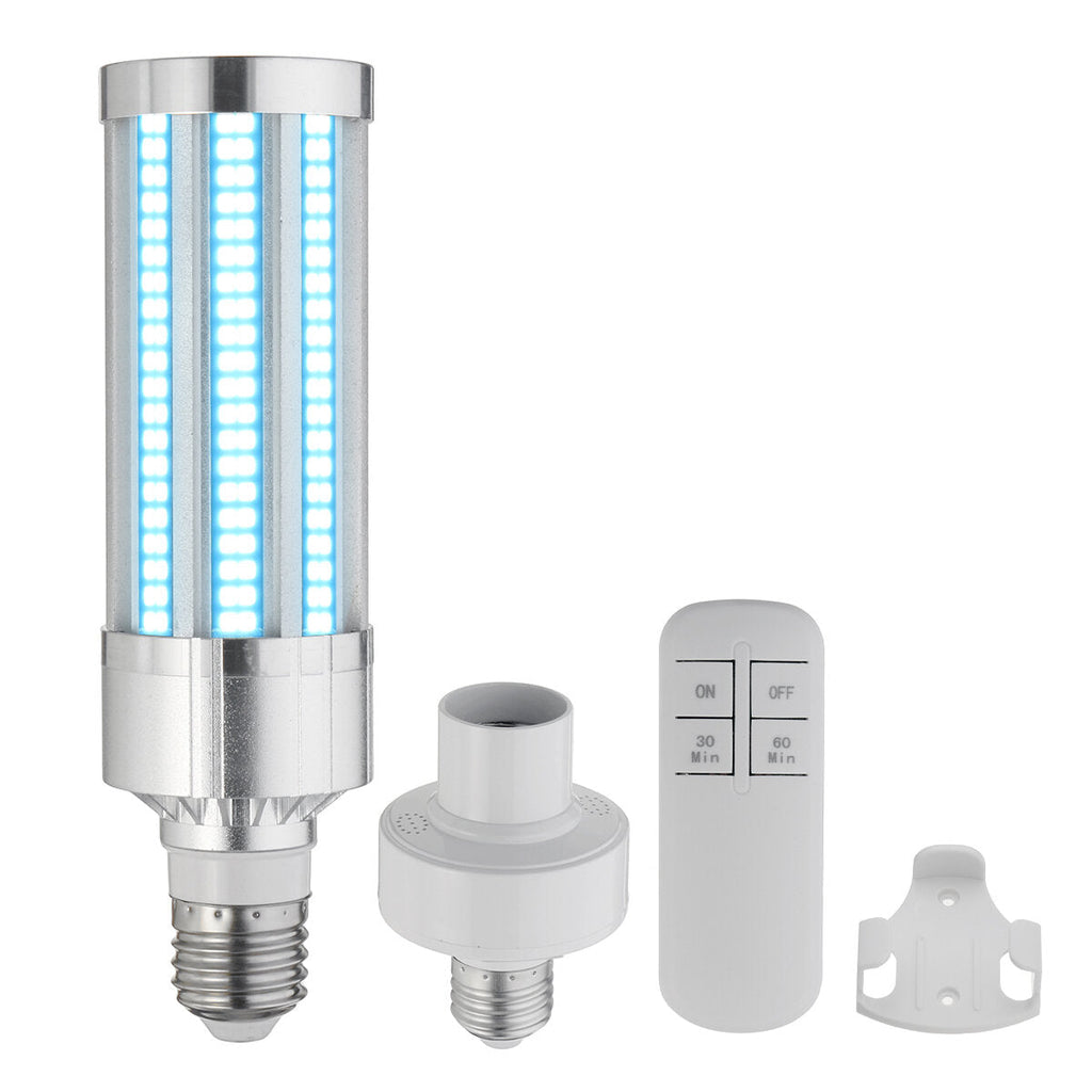 60W UV Lamp UVC E27 LED Bulb Household Ozone Disinfection Light + Remote Control Sterilizer Lamp