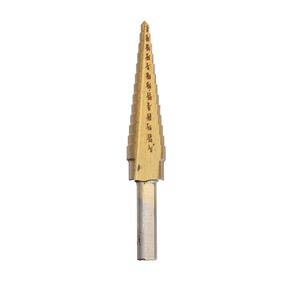 5Pcs Titanium Plating 1/8-1-3/8 Inch Step Drill Bit Set Hole Puncher for Metal Wood Steel