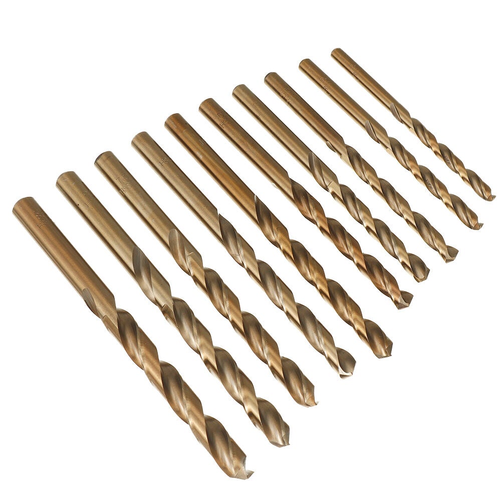 10Pcs 1-10mm High Speed Steel M35 Straight Shank Twist Drill Bits Set Quick Change Regular Drilling Tools with Plastic Box