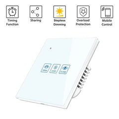 Curtain Touch Wall Switch Crystal Panel Electric Motorized Blinds Smart Switch Remote Control Works with Alexa Google Home
