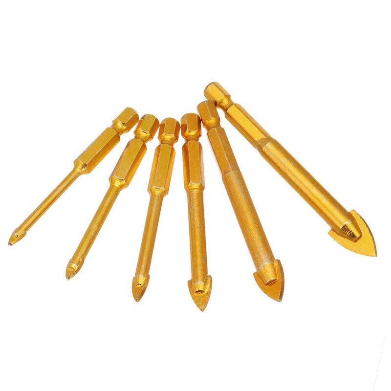 5/6/7Pcs Drill Bits 3-12mm Triangle Bit for Ceramic Wall Glass Concrete Hole Opener , Gold