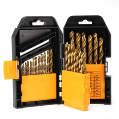 29Pcs 1/16 to 1/2 Inch Titanium Coated HSS Twist Drill Bit Set 118 Degree Point with Plastic Box for Wood Aluminum Copper