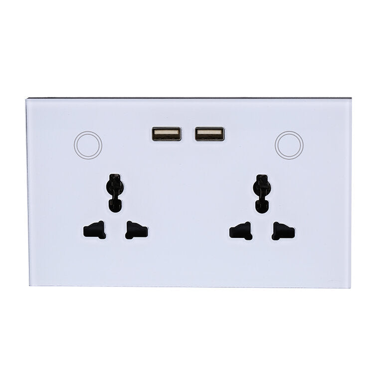 Smart WiFi Switch Double Universal Outlet with USB Compatible with Alexa and Google Home Power Metering Functioon 147mm*86mm