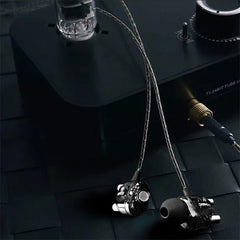 Dual Dynamic Driver Graphene Earphone 3.5mm Wired Control In-ear Heavy Bass Stereo Earbuds Headphone with Mic