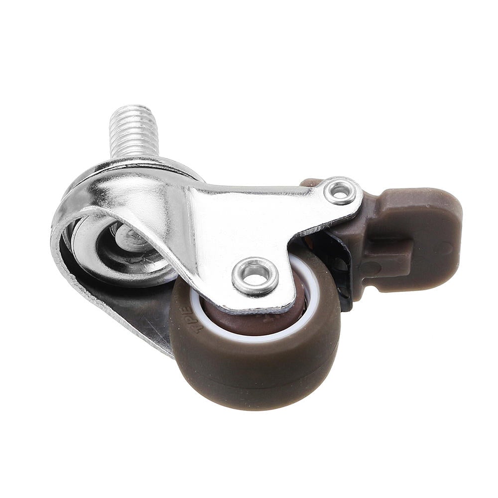 4pcs 1 Inch M8x15mm TPE Silent Wheels with Brake Universal Casters Wheel for Furniture