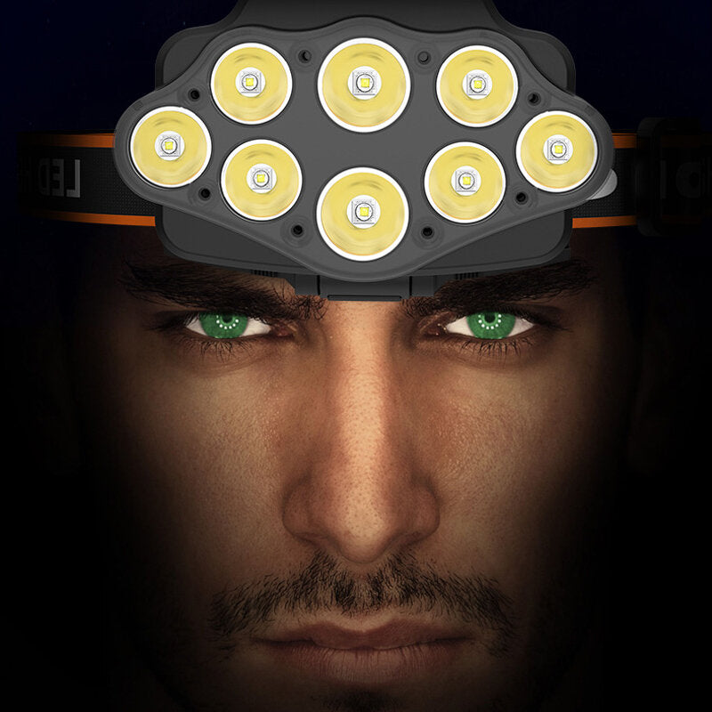 4-Modes 8*XPG LED Headlamp USB Rechargeable Long Shoot Camping Head Light 18650 Fishing Lantern Waterproof Head Torch Flashlight