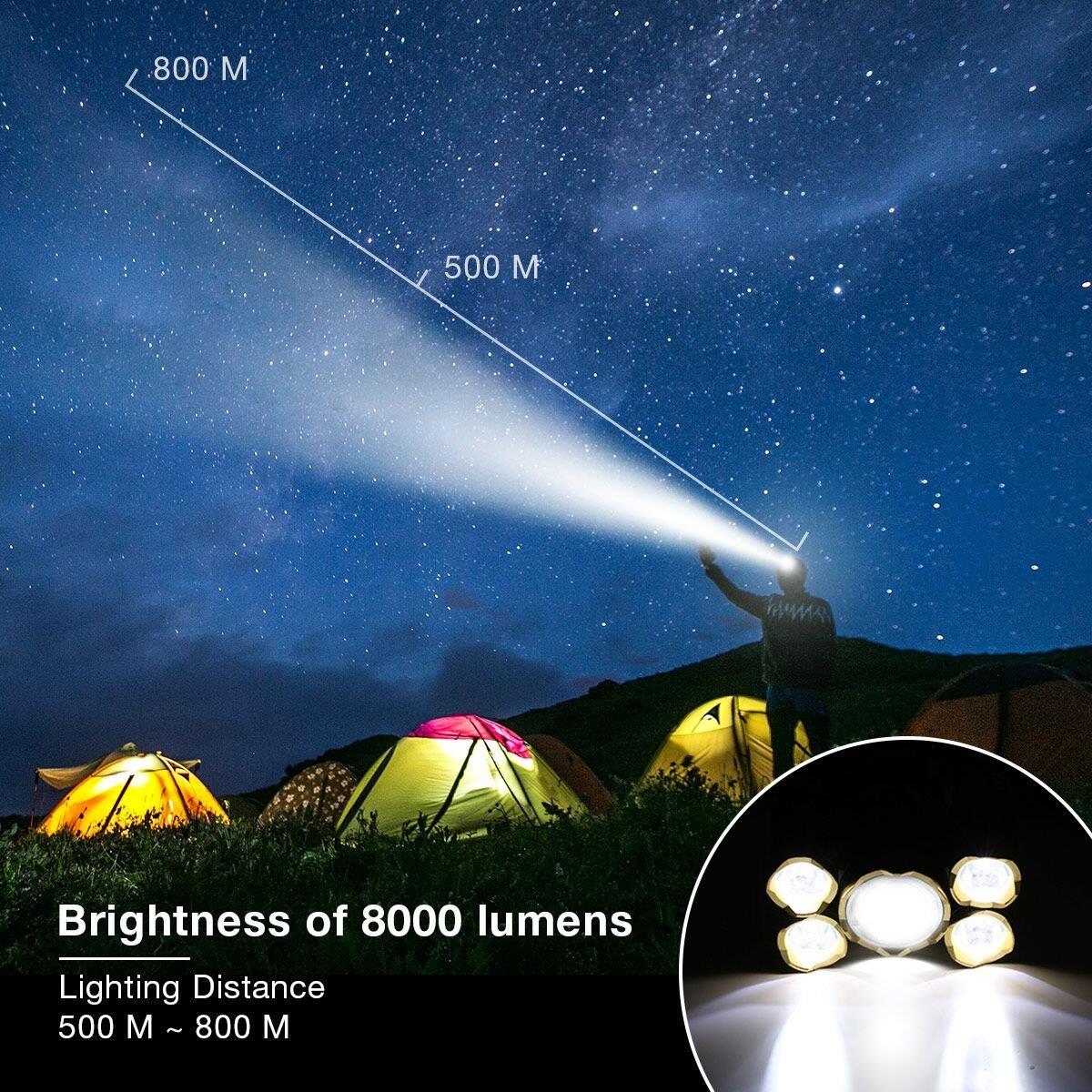 8000LM Cycling Headlamp LED Lamp Beads Super Bright Rechargeable Outdoor Cycling Climbing Headlamp