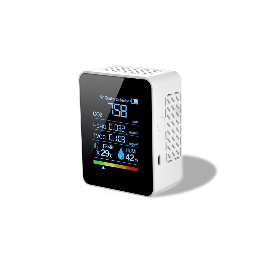 Temperature Humidity Detector LCD Digital Display Air Quality Monitor 5In1 HCHO TVOC CO2