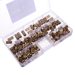 140Pcs M6 Knurled Brass Round Female Thread Knurled Nuts Round Insert Embedment Nut Assortment Set
