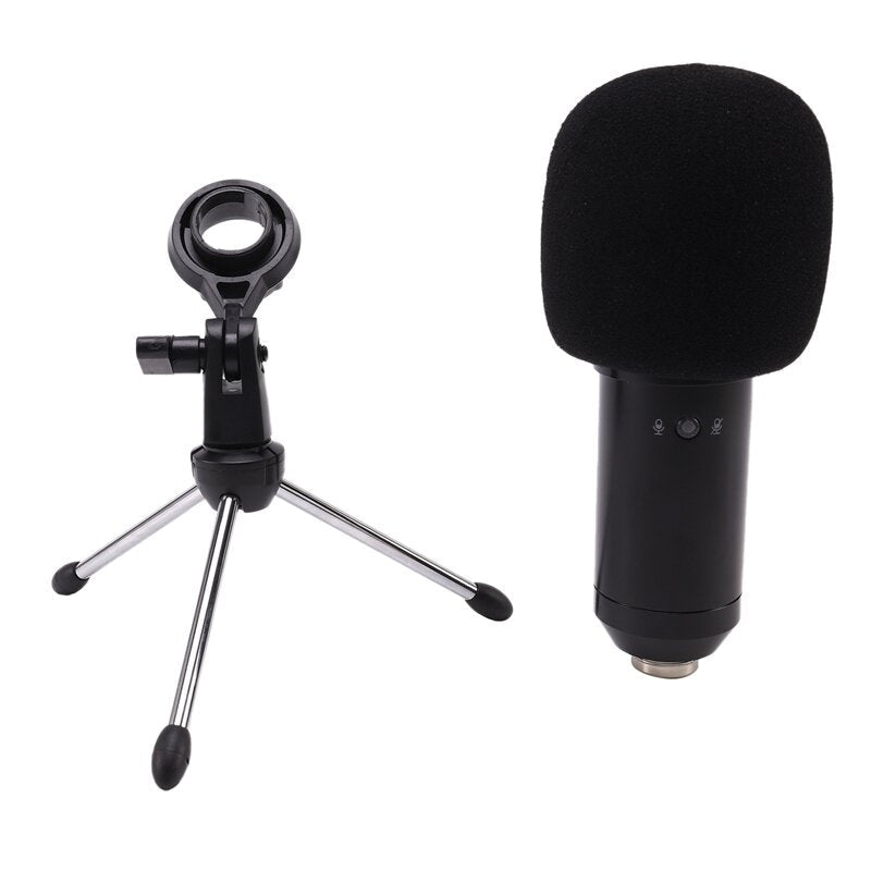 Professional Universal HD Live Streaming USB Condenser Wired Microphone with Sound Card Tripod Stand for Samsung PC Laptop