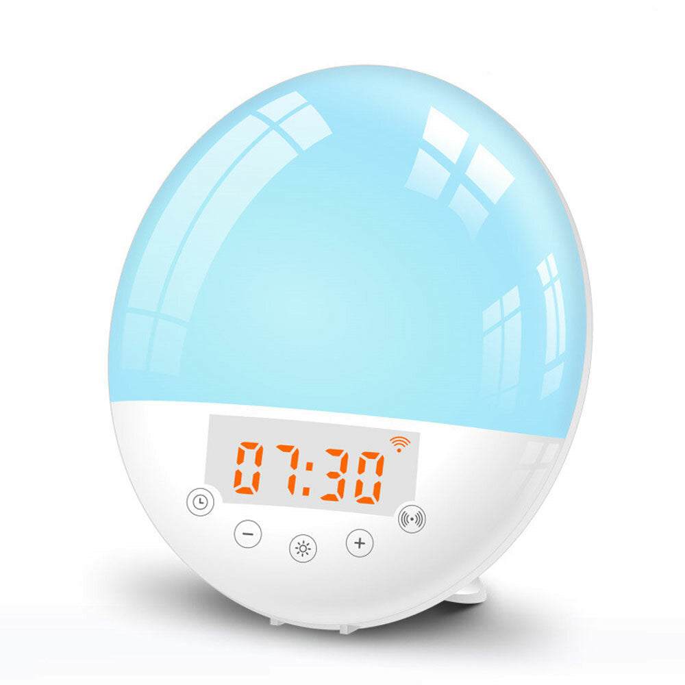 WIFI Sunrise Alarm Clock Light FM Radio Smart Wake Up LED Sunrise Light Tuya APP Control Work with Alexa/Google 7 Colors Sunrise Simulation