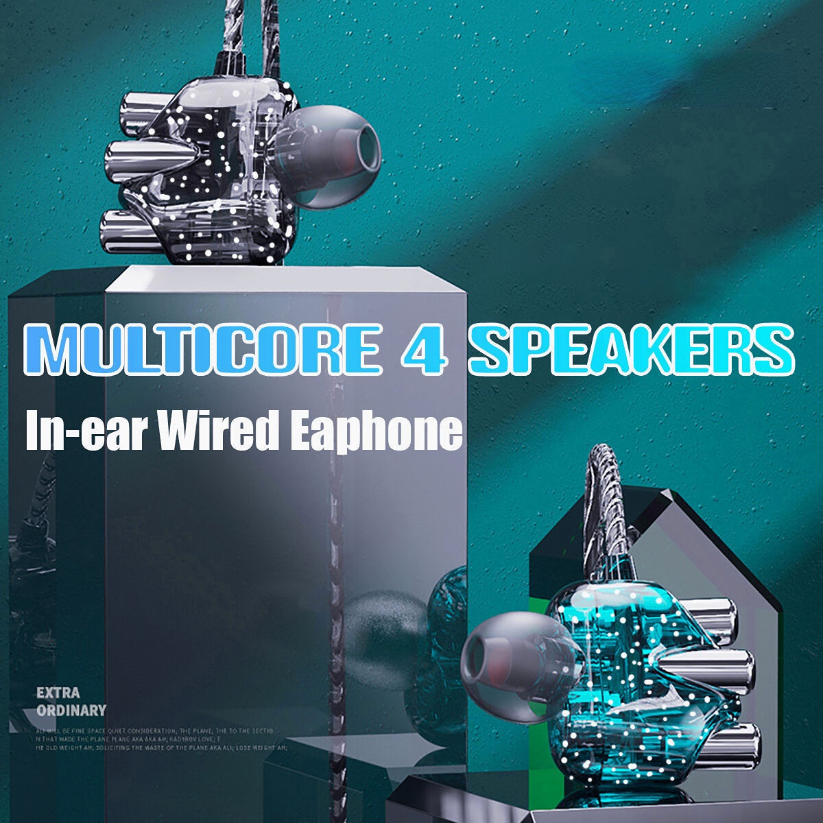 Wired Headphones Dual Dynamic 4 Speakers In-Ear Headset Noise Reduction HD Call Wired-Control Earphones with Mic