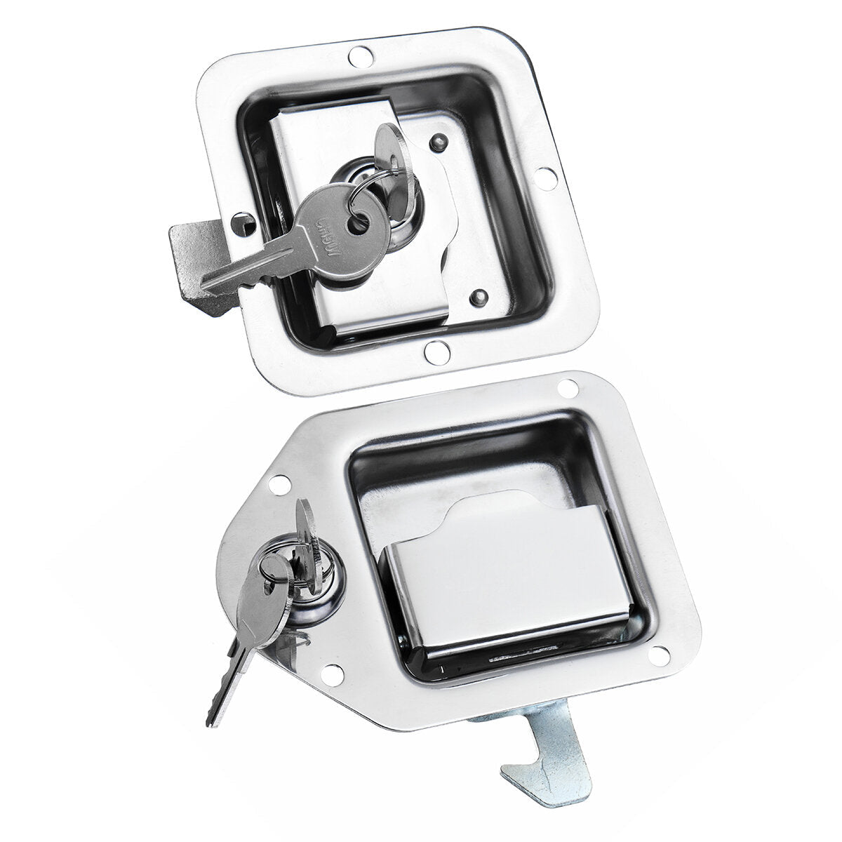 Stainless Steel Paddle Door Lock Latch Handle Truck Tool Box Trailer With 2 Keys