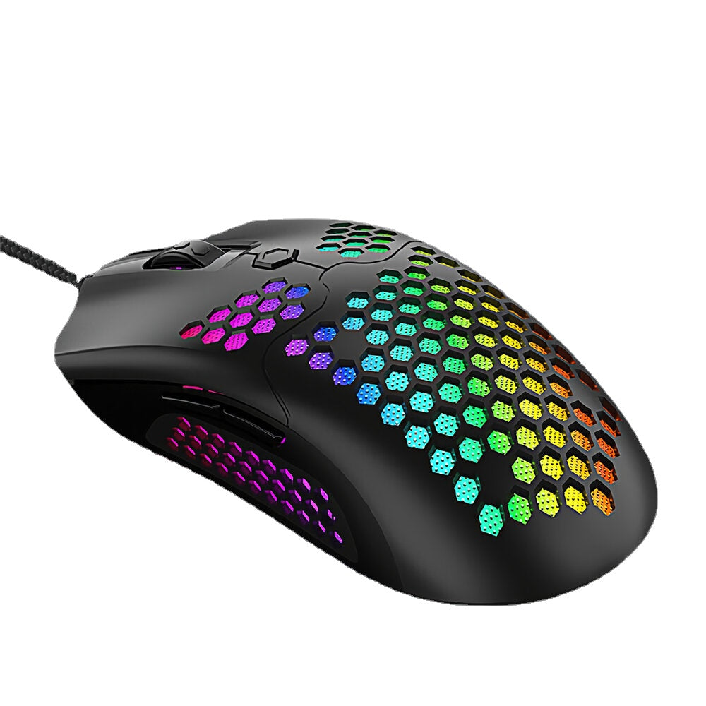 Wired Game Mouse Breathing RGB Colorful Hollow Honeycomb Shape 12000DPI Gaming Mouse USB Wired Gamer Mice for Desktop Computer Laptop PC