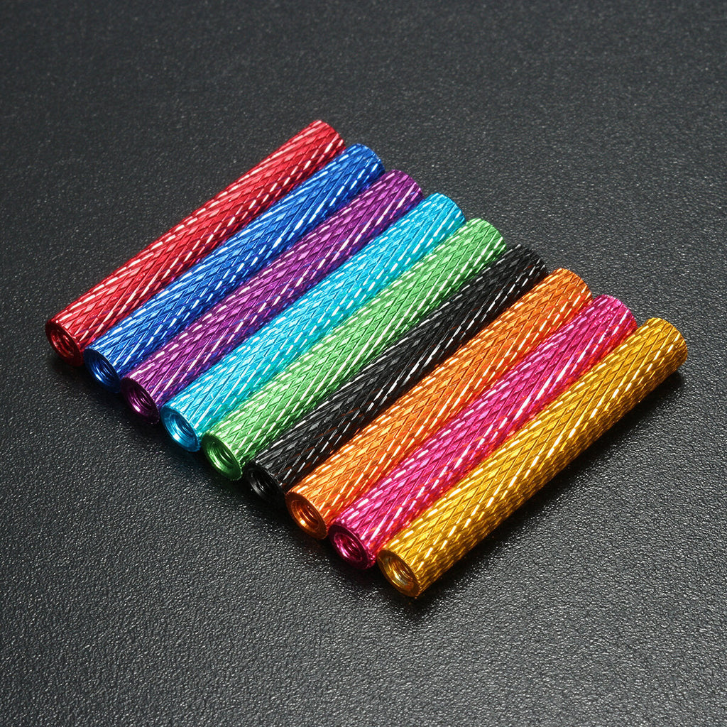 M3AS8 10Pcs M3 35mm Knurled Standoff Bolt Aluminum Alloy 6061 Anodized Spacer Multicolor