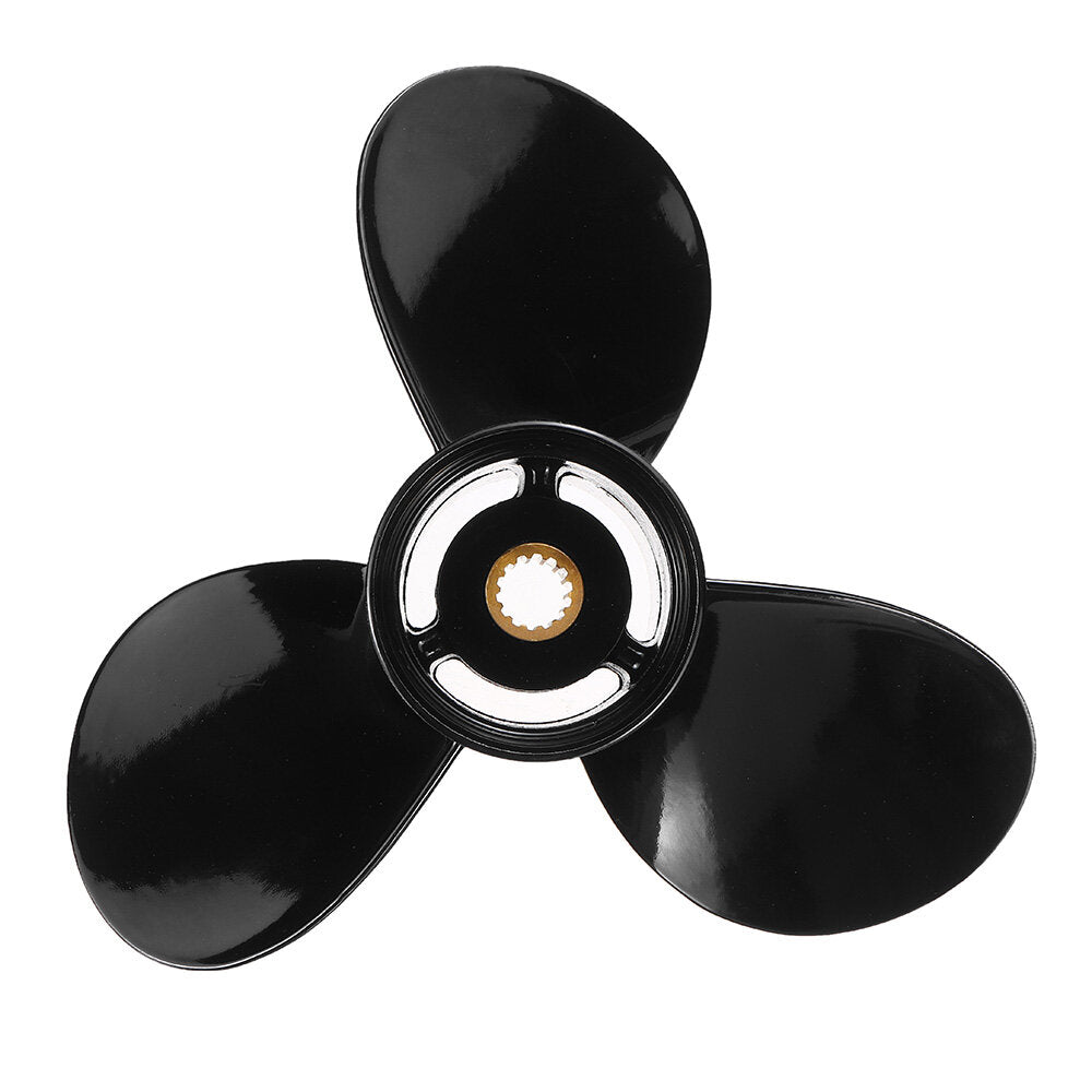 9 1/4 x 12 25-30HP 3-Blade Marine Propeller Outboard Engine Propellers 14 Tooth Aluminum Alloy for Mercury Tohatsu Outboard