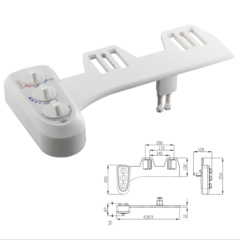 Smart Toilet Portable Bidet Attachment Seat Cover Sprayer Hot Cold Mixer Water Wash Cleaner Set for w/ Adjustable Pressure Switch Self Dual Nozzle