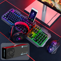4-in-1 Gaming Kit Set LED Gaming Over-Ear Headset Keyboard & Mouse & Mouse Pad Combo Set