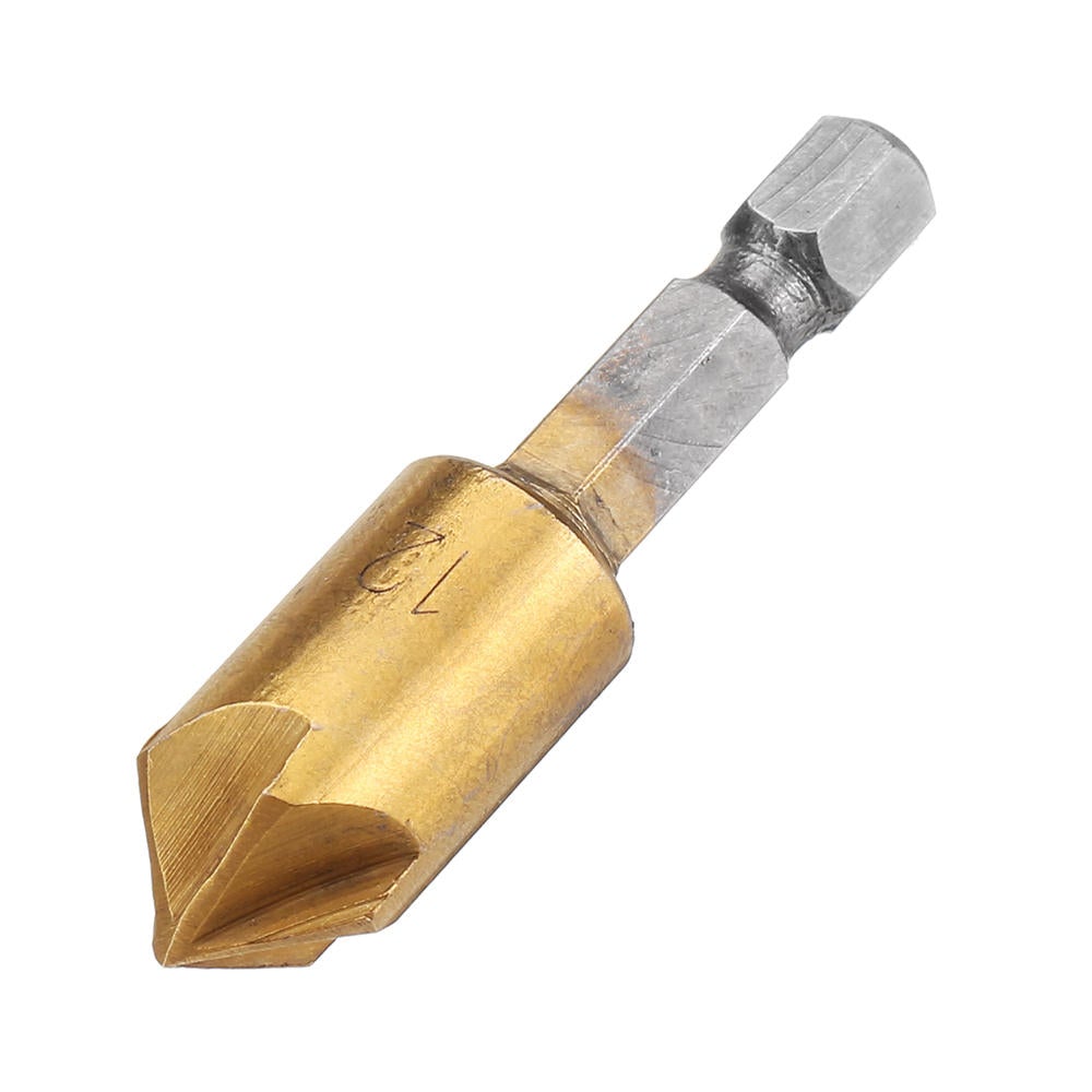 3pcs/Set 5 Flutes 90 Dgree Chamfer Cutter 1/4" Shank 12/16/19mm Countersink Drill Bit Kit