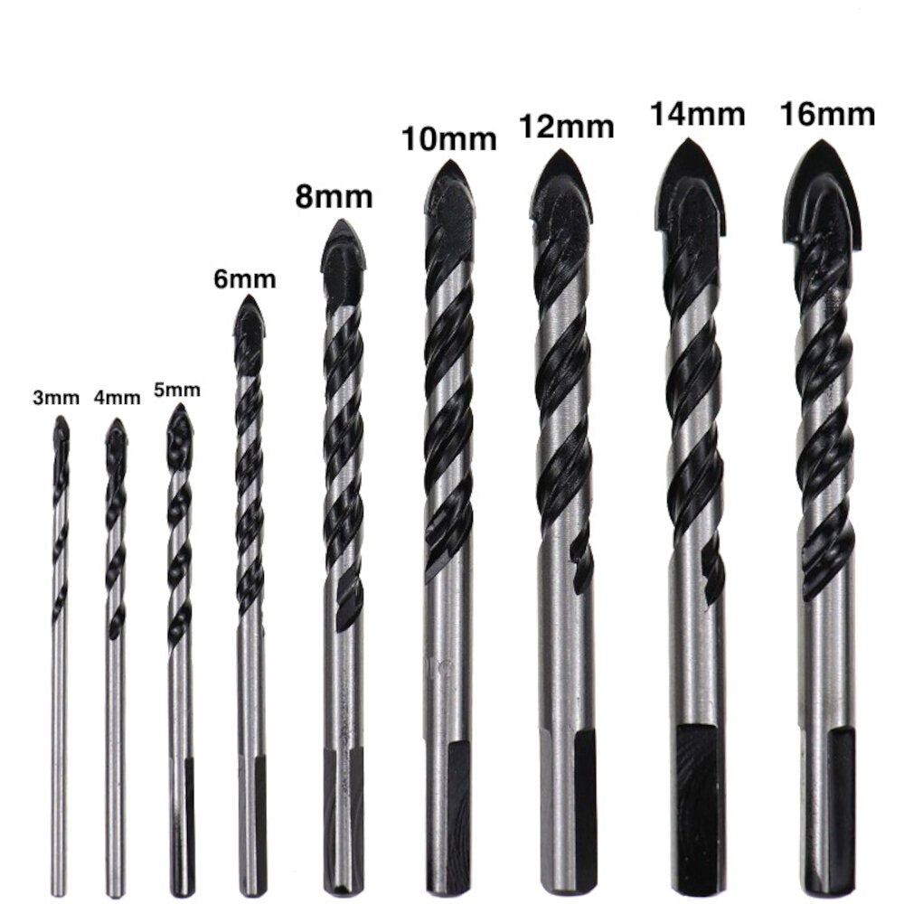 5/7/9/10Pcs 3-12mm Glass Bit Twist Spade Drill Triangle Bits For Ceramic Tile Concrete Marble
