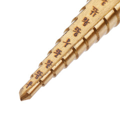 4Pcs High Speed Steel Titanium Coated Step Drill Bit 1/4 Hex Shank HSS