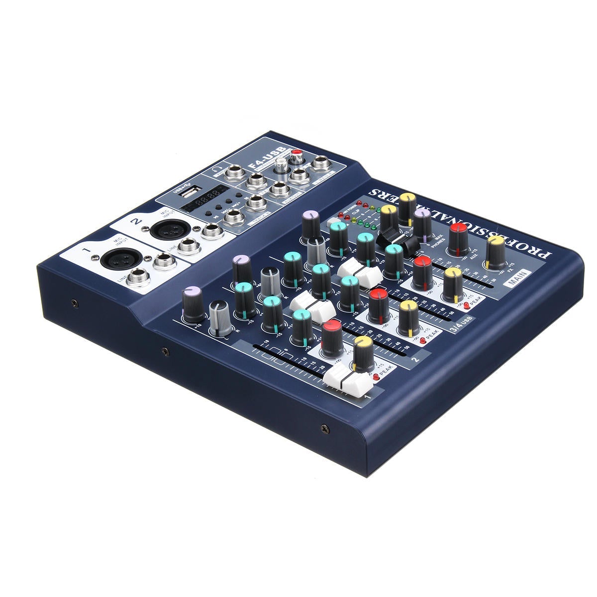 4 Channel USB Bluetooth Audio Mixer with Reverb Effect for Home Karaoke Live Stage Performance