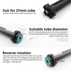 WiFi Curtain Motor for 36 37mm Tube Alexa Google Home Control Roller Blind Motorized Shutter Engine