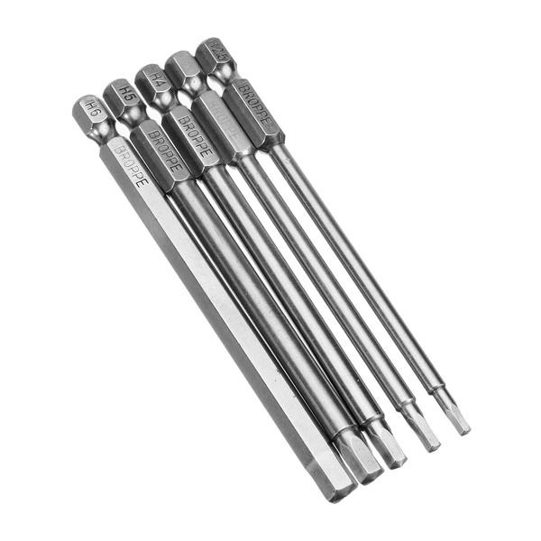 5Pcs 100mm H2.5-H6 Hex Head Screwdriver Bit 1/4 Inch Hex Shank Magnetic Screwdriver Bits