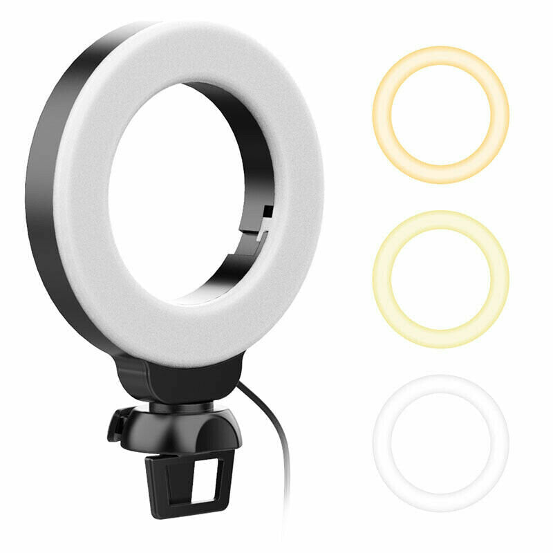 LED Video Light Ring Lamp With Clip Fill Light for iPad/Laptop Online Meeting Conference Light 4 Inch 3200K-6500K