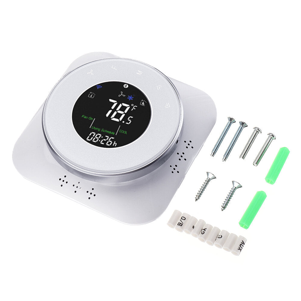 WiFi Black/White 24V WiFi Smart Heat Pump Thermostat Temperature Controller Smart Life/Tuya APP Remote Control Works with Alexa Google Home