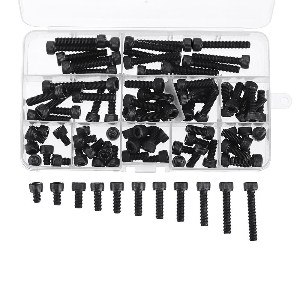 92Pcs M6 12.9 Grade Carbon Steel Hex Socket Cap Head Screw Bolt 8-35mm Set