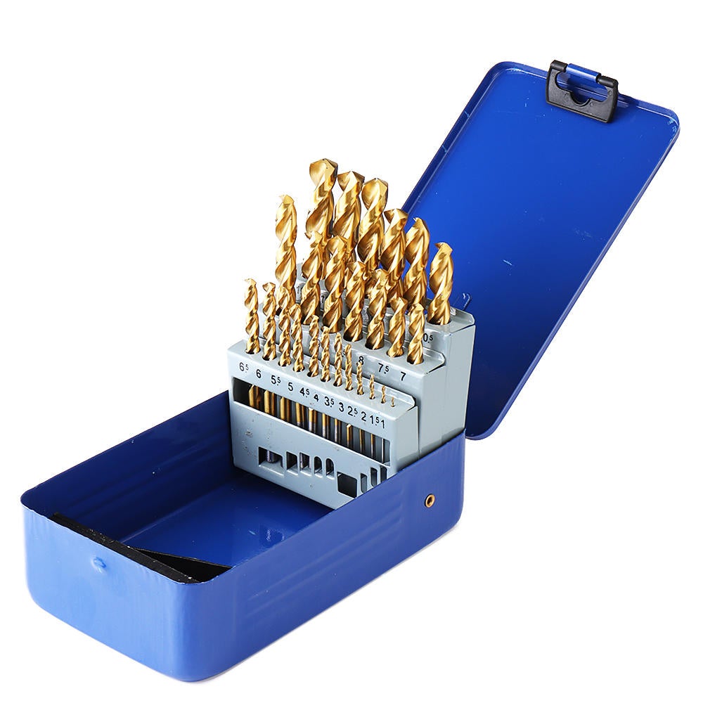 25Pcs Titanium Coated M42 Twist Drill Bit 8% High Cobalt HSS Set Industrial Grade 1-13mm for Stainless Steel Metal Wood