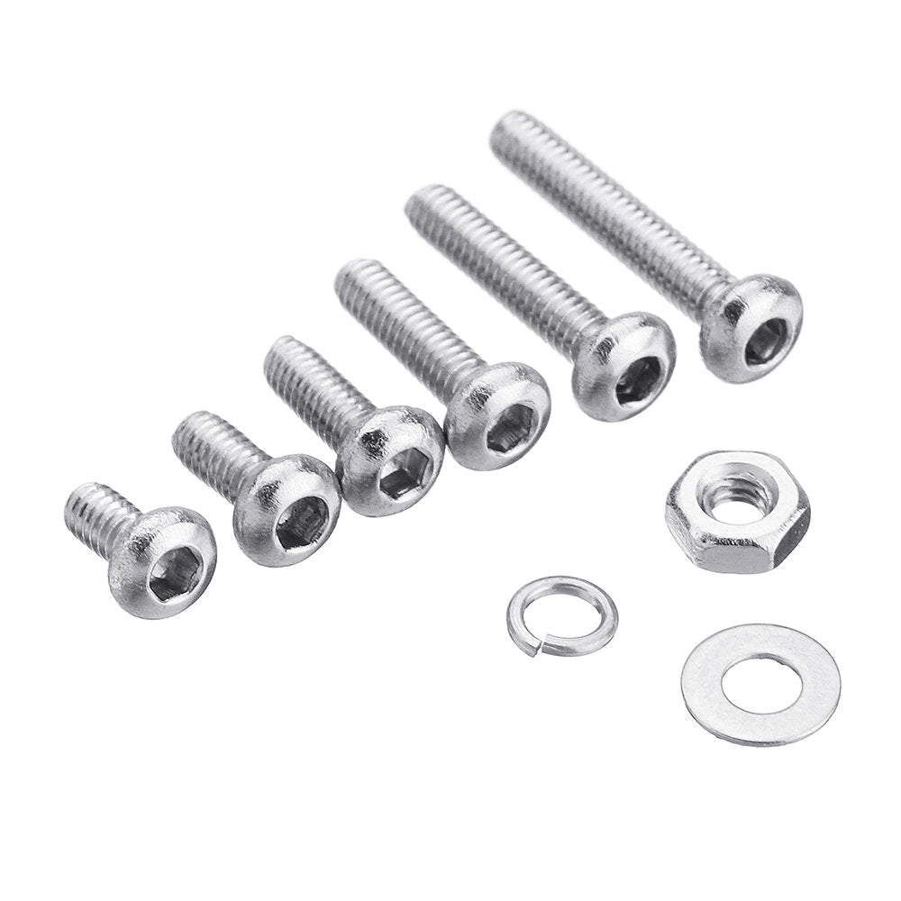 600Pcs M2 304 Stainless Steel Hex Socket CapButtonFlat Head Screw Washer Nut Kit