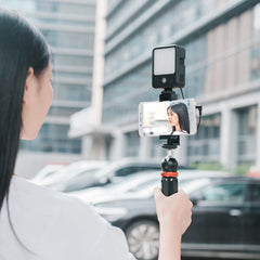 2-In-1 Microphone Fill Light Burner 49 LED Recording Noise Reduction 2000mAh Wired Mic for Photography Interview Broadcast Vlog YouTube