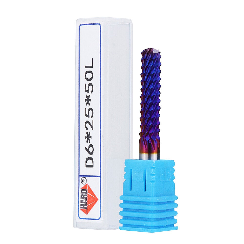 6mm Shank 25mm Tungsten Carbide Milling Cutter Blue Nano Coated End Mill