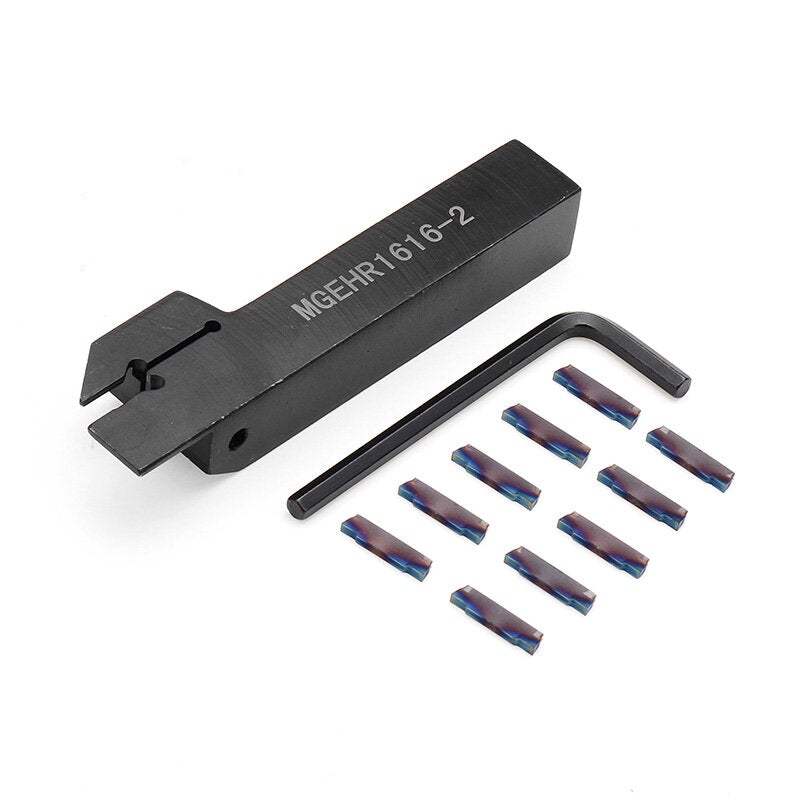 Parting Off Turning Tool Holder with 10pcs Blue Nano MGMN200 Carbide Inserts
