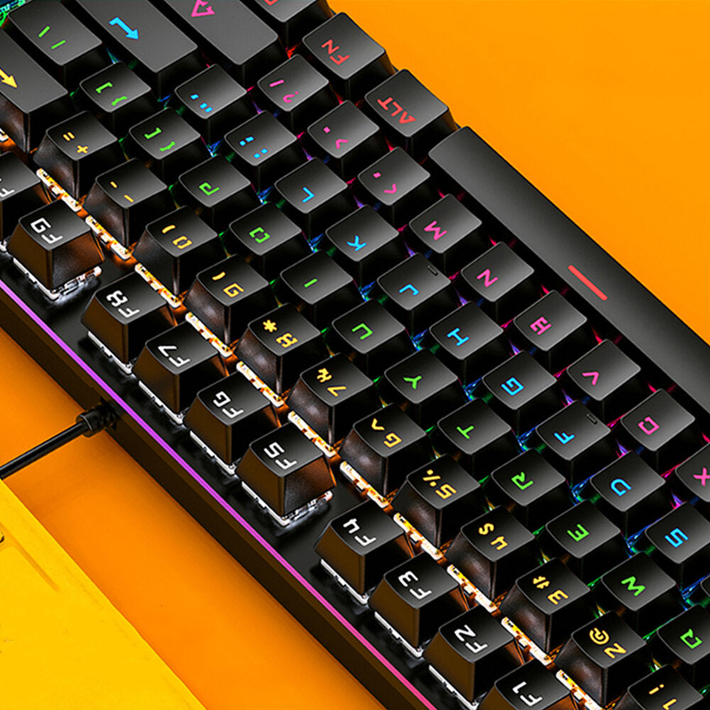 Mechanical Keyboard 87 Keys TKL Layout USB Wired Detachable Panel Blue/Black Switch Colorful Rainbow Backlit Gaming Keyboard for Laptop PC Gamer