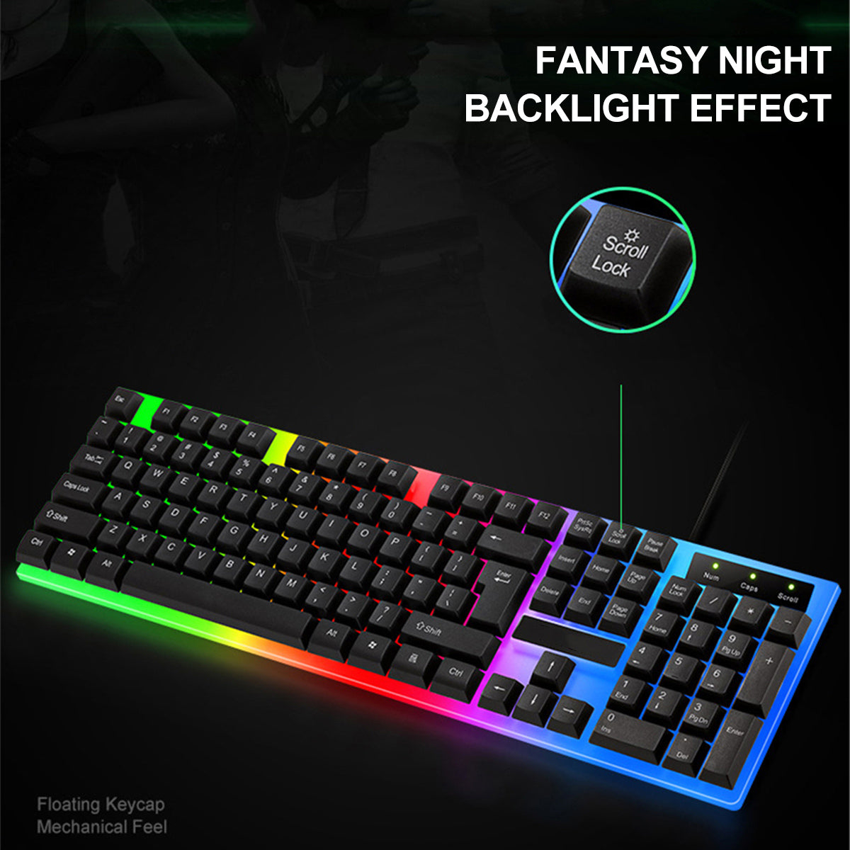 Wired Keyboard & Mouse Set 104 Keys USB Wired Keyboard 2400DPI Mouse RGB Backlit Gaming Keyboard Mouse Combo