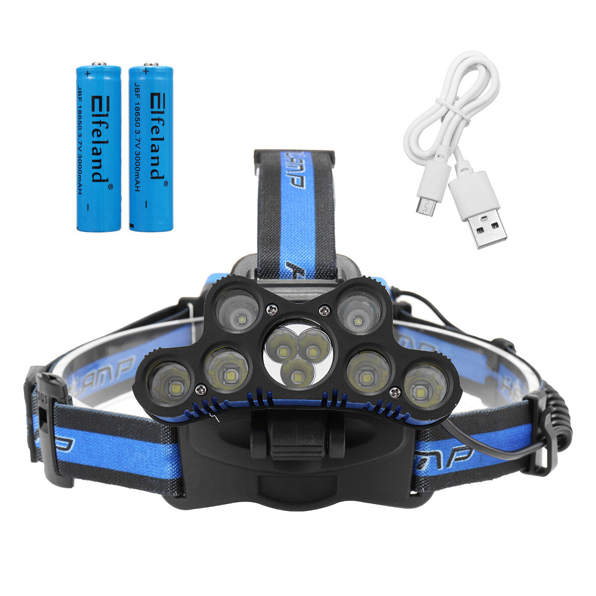 9xT6 LED Headlamp USB Rechargeable 6 Modes Bike Headlight 18650 Torch Lamp Outdoor Night Cycling Work Light