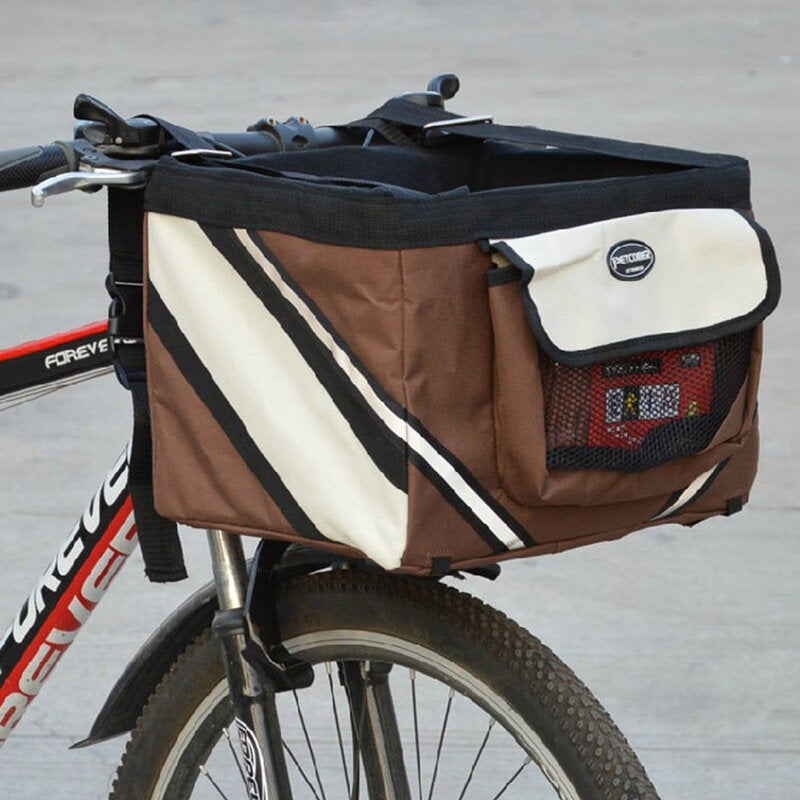 Pet Puppy Bicycle Basket Storage Puppy Ride Bike Canopy Dog Cat Carrier Safety Bike Basket
