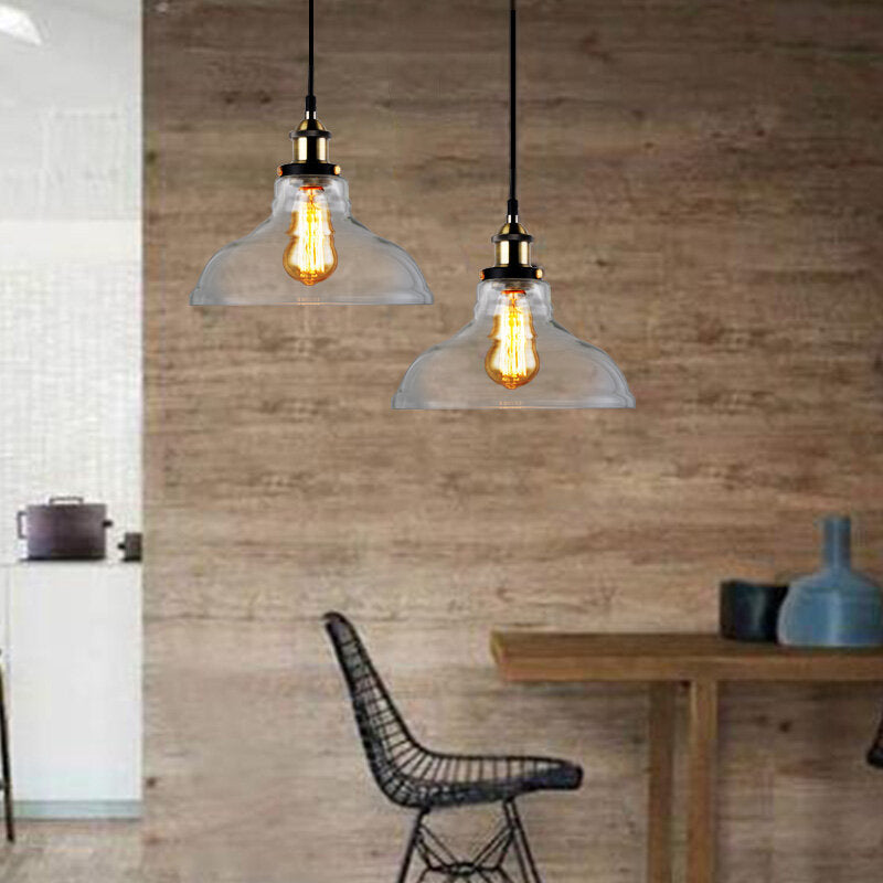 220V Vintage Industrial Pendant Light Horn-like Glass Shade Without Bulb