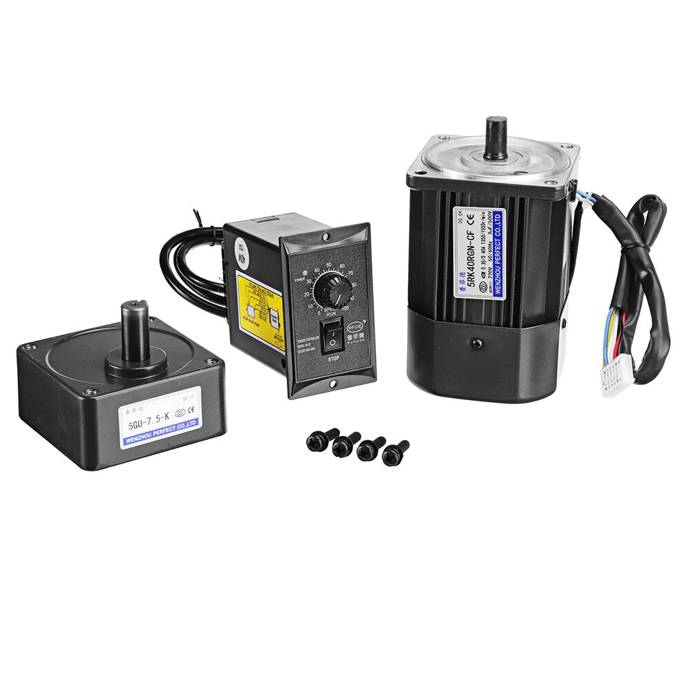 220V 40W 2.7-450RPM Variable Speed Motor AC Gear Reducer Motor Geared Motor 1:3-1:500 Reversible Gear