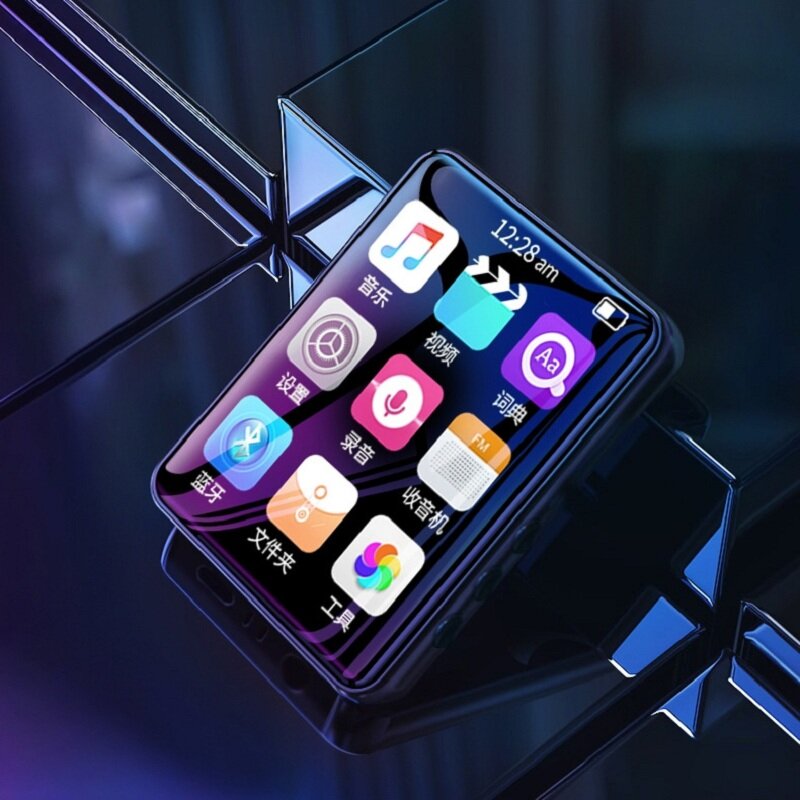 Portable Bluetooth 5.0 MP3 Music Player 2.5 Inch Full Touch Screen Support Full Format Recording Video Media Player Built-in Speaker