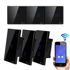 WIFI Wall Switch 433Mhz RF Smart Wall Touch Light Switch For Smart Home Work With Alexa Google Home,EU/US/UK AC 100-240V 1/2/3 Gang